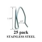 STAINLESS STEEL Drapery Pins Hooks for Pleated Draperies - Heavy Duty (25-Pack)