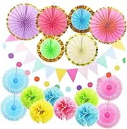 ABOOFAN 1 Set Pastel Paper Fan and Pom Pom Vibrant Classroom Decor for Birthday Parties Easy to Use Store Lightweight Paper Decorations for Celebrations