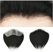 Mens Wig Hair Forehead Hairline Toupee for Men Natural Hairline Human Hair Frontal PU Skin Men's Hairpiece Mens Toupee(#1A,1.5x6 inches)