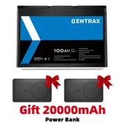 GENTRAX 12V 100Ah Lithium Battery + 20000mAh Power Bank