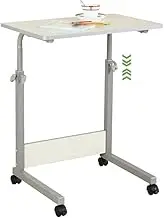 Adjustable Desk Sit Stand Mobile Workstation Bedroom Bedside Height Adjustable Standing Desk, Mobile Laptop Table with Brake Rollers, C-Shaped Structure(Primary Color,60 * 40 * 65-95cm)