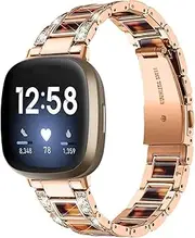 Diamond Strap fit for Fitbit Versa 4 3 Sense 2 band Accessories Resin Stainless Steel Metal Bracelet