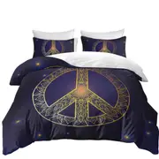 Mandala Pattern Yellow Peace Sign Quilt Cover