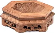 Display Stand Pedestal Classical Hexagonal Wood Pedestal Bonsai Base Buddha Statue Teapot Bonsai Potted Wooden Display Stand Mahogany Decoration Display Trays Bonsai Pedestal (Size : 9.45in)