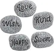 Happyyami 5pcs Mini Resin Stones for Outdoor Landscaping Natural Pebbles for Yard Garden Decorative