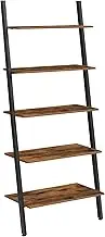 VASAGLE Ladder Shelf Leaning Shelf, 5-Tier Bookshelf Rack, for Living Room Kitchen Office, Stable Steel, Industrial, Rustic Brown and Black ULLS46BX
