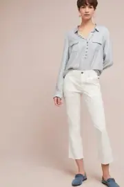 anthropologie Utility Cropped Bootcut Pants SIZE 30 new nwt white color