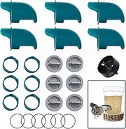 Chicken Feeders No Waste 6 Ports + Holesaw, Automatic Chicken Feeder, Rain Proof Poultry Feeder for Chickens, Duck, Geese, Birds, Quail