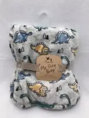Adirondack Baby My Cozy Blanket Dinosaurs in Dinos T-Rex Boys Light Gray NEW