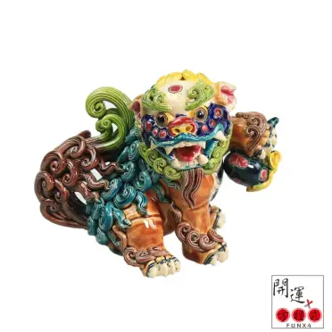 両獅子 置物 智盧 陶光 林智信 交趾焼 陶磁器 台湾交趾 智盧