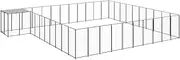 Outdoor Dog Kennel with Roof, Large Cage Run, Heavy Duty Steel, Extra Clearance, Black Enclosure for Dogs, Kennels