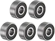 uxcell R2-2RS Deep Groove Ball Bearing, 5pcs 1/8" x 3/8" x 5/32" Chrome Steel Z2 Double Rubber Sealed Bearing