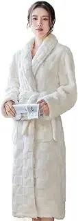 [UTOQIA] Pajama Robe Plaid Robes For Women Lapels Bathrobes Warm Soft Mid-length Homewear Thick Lounge Bathrobe