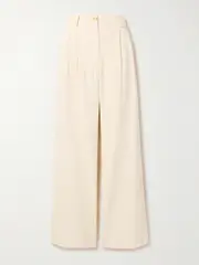 [A.L.C.] A.L.C. - Tommy Ii Pleated Linen-blend Twill Wide-leg Pants - Ecru - US12 US 12 Ecru