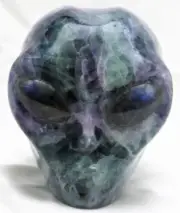 EXTRA LARGE Beautiful FLUORITE Crystal ALIEN Head w/ Gemstone LABRADORITE Eyes