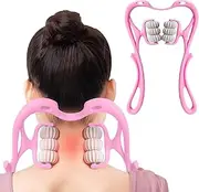 Neck Massager Roller, Upgrade 6 Balls Massage Point Roller Massager for Pain Relief, 360°Adjustable Rotating Handheld Roller Massager Tool, Pain Relief Massager for Deep Tissue in Neck, Back, Shoulder (PK)