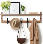 Tatub 29'' Coat Rack Wall Mount with Shelf, Wood Hooks 29 inch,