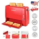 Modern Red 2-Slice Toaster with Lift-Up Crumb Tray & 6 Shade Functions - Durable