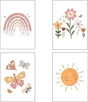 Taicols Set of 4 Pictures for Children's Room, Children's Room Decoration, Girls, DIN A4 Poster, Baby Room, Girls Decoration, Boho Wall Pictures Decoration