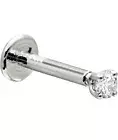 Natural Diamond 2mm 14K White Gold 16G Internally Treaded Lip Labret Ear Stud