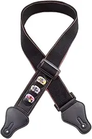 Replacement Strap 1 Set Guitar Strap Kit with 3 Picks, Acoustic Guitar Strap Leather Vintage Strap for Bass, Electric & Acoustic Guitars Guitar Accessories