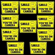10 WATERPROOF STORE SMILE SECURITY SURVEILLANCE CCD CAMERAS WARNING STICKERS LOT