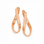 9ct Rose Gold Oval Wave Hoop Earrings