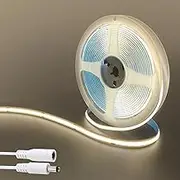 Clearhill 24V COB 320LED Strip Lights,32.8FT/10M(No Power Supply),Natural White 4000K,320LEDs/M,with 5521DC Male and Female Connectors,8mm Width,Electroplated Double-Sided Panel,IP20,for Indoor