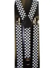 Black & White Checkered Children’s Suspenders Adjustable from 16” to 27”