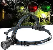 Brinyte HL28 LED Hunting Headlamp, 90°Tilt Zoomable Predator Flashlight with Red Green White Colors, IPX6 Waterproof Head Light for hogs Coyote Fox Coon Bobcats Varmint Hunting