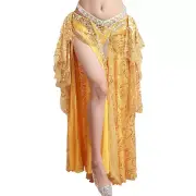 Women Belly Dance Clothes Full Circle Maxi Skirt Side Split Girls Dance Skirt