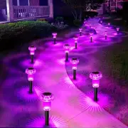 Solar Lights Outdoor Pathway Lights 8 Pack LED Waterproof Purple Mushroom Sha...