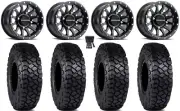 Raceline Trophy 15x6 Wheels Black 30" Intersect Tires Commander Maverick