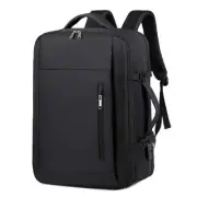 Black Expandable Backpack with USB Port - Multi-Functional Outdoor, Commuter & L