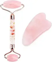 Jade Roller Facial Face Jade Massage Roller Rose Quartz Scraper Jade Massager Tools-Single Set no box