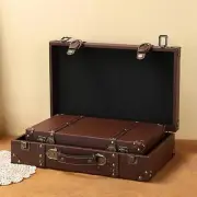 PU Leather Trunk Keepsakes Wooden Photography Props Decorative Travel Chest