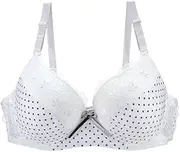 [Generic] Low Back Sports Bra 36/80 38/85 40/90 42/95 44/100 BCDE Cup Bra Sexy Lace Bra for Women Lingerie Plus Size Bras Front Closure Sports Bra Padded (White, 80C)