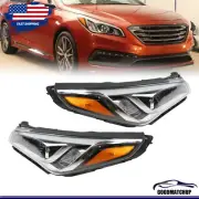 Pair For 2015 2016 2017 Hyundai Sonata Headlights Driver Passenger W/O LED (for: Hyundai)