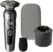 Philips Shaver S9000 Prestige Electric Wet and Dry Shaver, Bright Chrome, Lift & Cut Shaving System, SkinIQ Technology, Precision Trimmer, Cleaning Station and Travel Case, Model SP9841/32