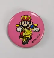 1990 NOA Nintendo Promotion Mario on Moped NES Vintage Button Pin Badge Promo