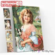 Paint By Numbers Kit Girl Dog Animal Decor Acrylic Beginner Wall Kids Art Brush