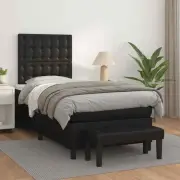 Box Spring Bed with Mattress Black 106x203 cm King Single Size Faux Leather vida