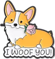 [BirtyQV] Cartoon cute animal, metal badge, clothing accessories, dog corgi, English letter decoration, collar pin, corsage brooch