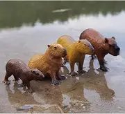 Yopcuvi Capybara Statue and Ornament, Hand Painted Animal Model, Party Decorations (4pcs)