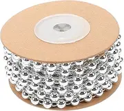 TEMPNAP Bead Chain Accessories Pearl Beaded Garland Garlands Decoration Wedding Decor Beading Garland Flat Beaded Spool Wedding Garland Bead Chain Half Round Beads Chain Plastic Silver