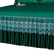 BBPM Bed Skirt Valance Sheet 17"/45cm Extra Deep Pocket Easy Care & Machine Washable Luxury Frilled Bed Sheet – Single, Double, King Sizes,Green,Full/140 * 190cm