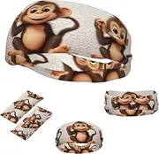 FJWSLCH cute monkey Headbands for Women Men Non Slip Workout Sweatbands Adjustable Sports Hair Bands Elastic Head Bands Moisture Wicking Hairband for Running, Cycling, Yoga, Spa