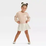 NWT Grayson Mini Toddler Girls' Woven French Terry Sweatshirt Dress - Beige 4T