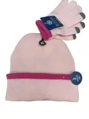 Winter Essentials Kids’ 2-Piece Set – Pink Knit Beanie & Touch Screen Gloves