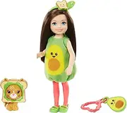 Barbie Club Chelsea Dress-Up Doll, 6-in Brunette in Avocado Costume with Pet Kitten and Accessories, 3 to 7 Year Olds